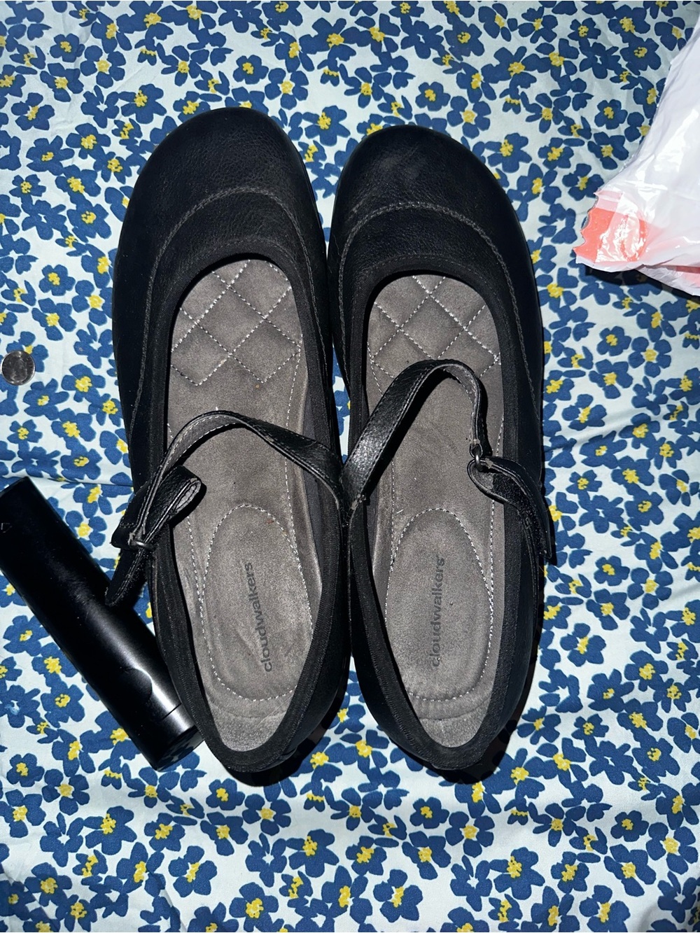cloudwalkers Black Mary Jane Flats with Strap